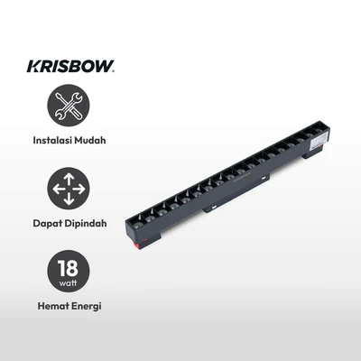 Gambar Krisbow Lampu Sorot LED Magnetic Linear Spot 18 Watt Warm White