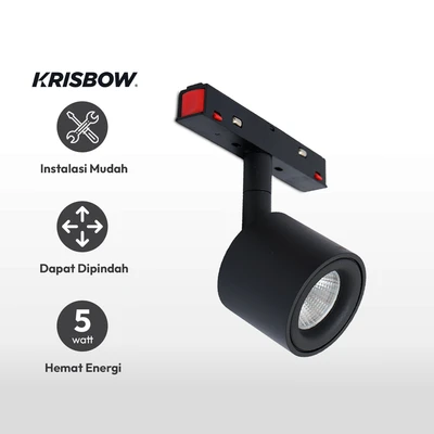 Gambar Krisbow Lampu Sorot LED Magnetic Track Light 5 Watt Warm White