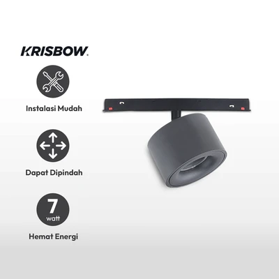 Gambar Krisbow Lampu Sorot LED Magnetic Track Spot 7 Watt Warm White
