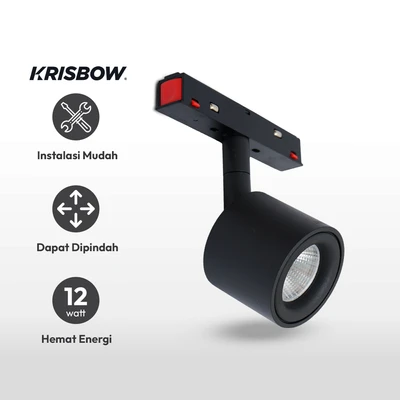 Gambar Krisbow Lampu Sorot LED Magnetic Track Spot 12 Watt Warm White