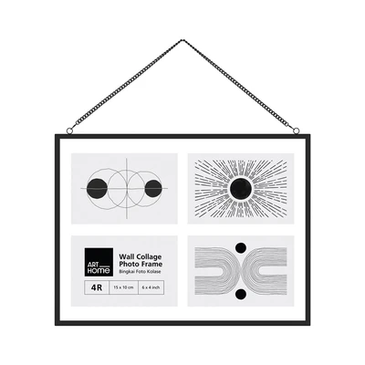 Gambar Arthome Bingkai Foto Kolase Dinding Metal 4x4R - Hitam
