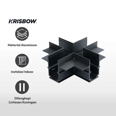 Gambar Krisbow Part Konektor Rel Lampu Sorot X Recessed High - Hitam