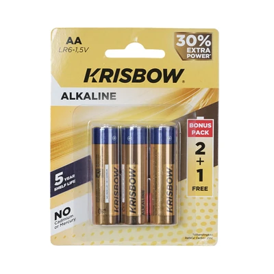 Gambar Krisbow Set 3 Pcs Baterai Alkaline Aa Lr6-1.5v