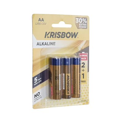 Gambar Krisbow Set 3 Pcs Baterai Alkaline Aa Lr6-1.5v