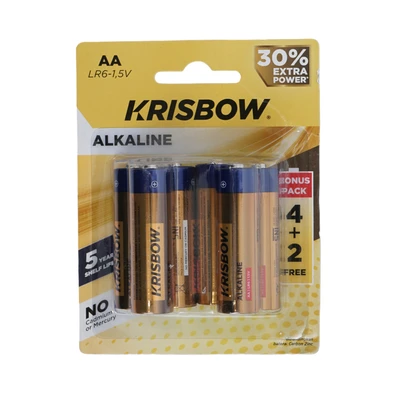 Gambar Krisbow Set 6 Pcs Baterai Alkaline Aa Lr6-1.5v