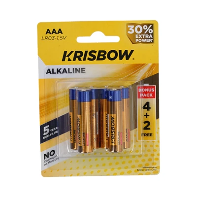 Gambar Krisbow Set 6 Pcs Baterai Alkaline Aaa Lr03-1.5v