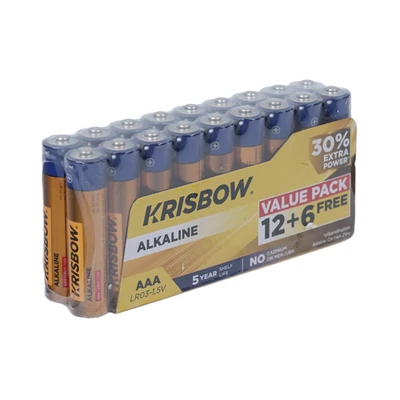 Gambar Krisbow Set 18 Pcs Baterai Alkaline Aaa Lr03-1.5v