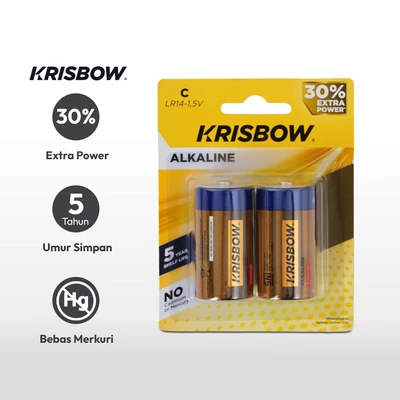 Gambar Krisbow Set 2 Pcs Baterai Alkaline C Lr14-1.5v