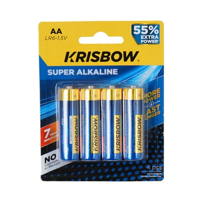 Gambar Krisbow Set 4 Pcs Baterai Super Alkaline Aa Lr6-1.6v