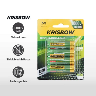 Gambar Krisbow Set 4 Pcs Baterai Rechargeable Aa Hr6 1000 Mah