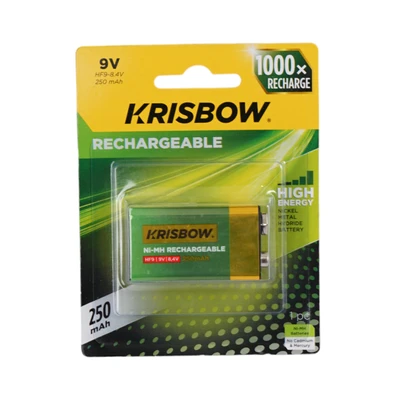 Gambar Krisbow Baterai Rechargeable 9v Hf9 250 Mah