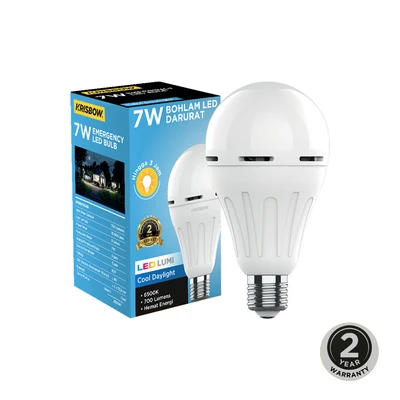 Gambar Krisbow Lumi Bohlam LED Darurat 7 Watt 700 Lumen Cool Daylight E27 - Putih