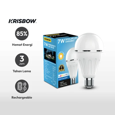 Gambar Krisbow Lumi Bohlam LED Darurat 7 Watt 700 Lumen Cool Daylight E27 - Putih