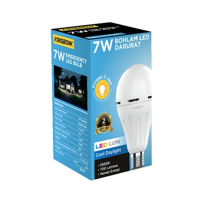 Gambar Krisbow Lumi Bohlam LED Darurat 7 Watt 700 Lumen Cool Daylight E27 - Putih