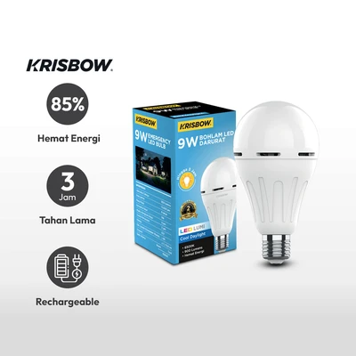 Gambar Krisbow Lumi Bohlam Led Darurat 9 Watt Coolday Light - Putih