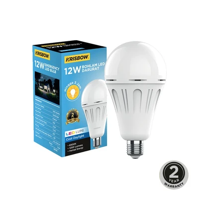 Gambar Krisbow Lumi Bohlam LED Darurat 12 Watt 1200 Lumen Cool Daylight E27 - Putih