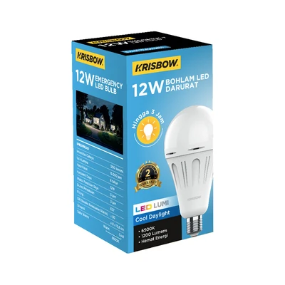 Gambar Krisbow Lumi Bohlam LED Darurat 12 Watt 1200 Lumen Cool Daylight E27 - Putih