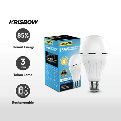 Gambar Krisbow Lumi Bohlam LED Darurat 15 Watt 1500 Lumen Cool Daylight E27 - Putih