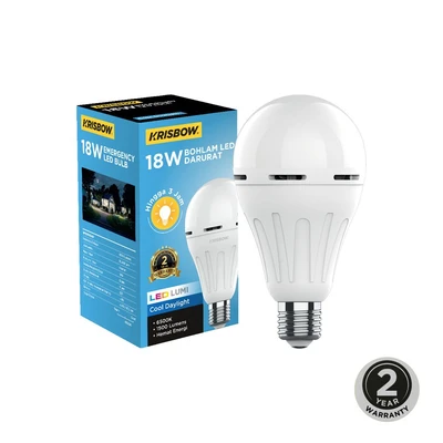 Gambar Krisbow Lumi Bohlam Led Darurat 18 Watt Cool Daylight - Putih