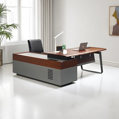 Gambar Sevati Mugen Meja Kantor Sisi Kanan - Cokelat Walnut