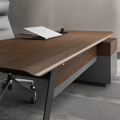 Gambar Sevati Mugen Meja Kantor Manager Sisi Kiri - Cokelat Walnut
