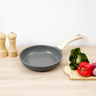 Gambar Cooking Color Krum Wajan Penggorengan Marble Aluminium 24 cm - Abu-Abu