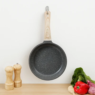 Gambar Cooking Color Krum Wajan Penggorengan Marble Aluminium 24 cm - Abu-Abu