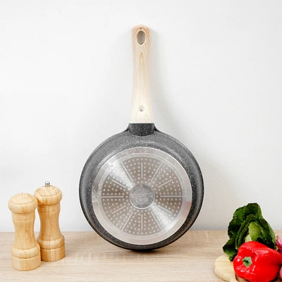 Gambar Cooking Color Krum Wajan Penggorengan Marble Aluminium 24 cm - Abu-Abu