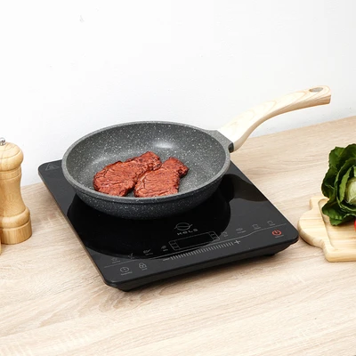 Gambar Cooking Color Krum Wajan Penggorengan Marble Aluminium 24 cm - Abu-Abu