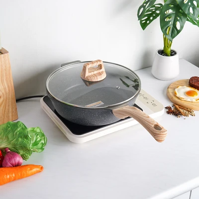 Gambar Cooking Color Krum Wajan Penggorengan Marble Aluminium 28 cm - Abu-Abu