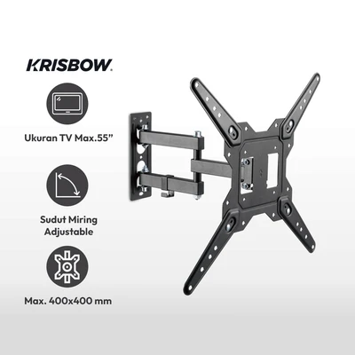 Gambar Krisbow Bracket Tv Dinding Fullmotion 23-55 Inci - Hitam