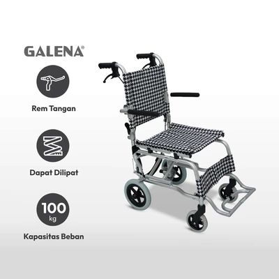 Gambar Galena 37 Cm Kursi Roda Manual Travelling Dengan Tas - Hitam/putih