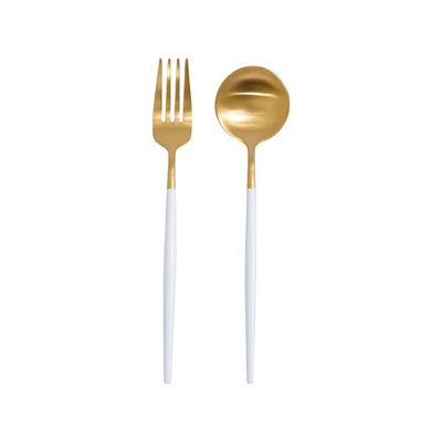 Gambar Appetite Set 2 Pcs Zavy Alat Makan - Gold/putih