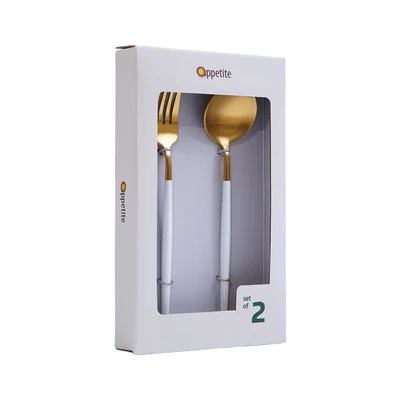 Gambar Appetite Set 2 Pcs Zavy Alat Makan - Gold/putih