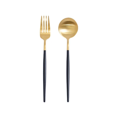 Gambar Appetite Set 2 Pcs Zavy Alat Makan - Gold/hitam