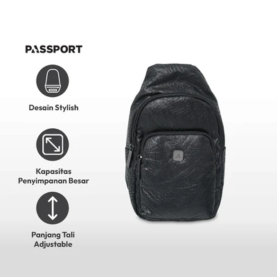 Gambar Passport Centennial Tas Selempang Pria Medium - Hitam