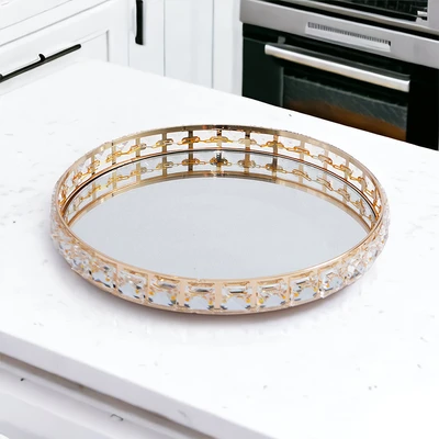 Gambar Informa 26x26x4.5 cm Nampan Dekorasi Oval Small - Gold