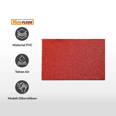 Gambar Krisfloor Keset Kamar Mandi PVC 100x120 cm - Merah