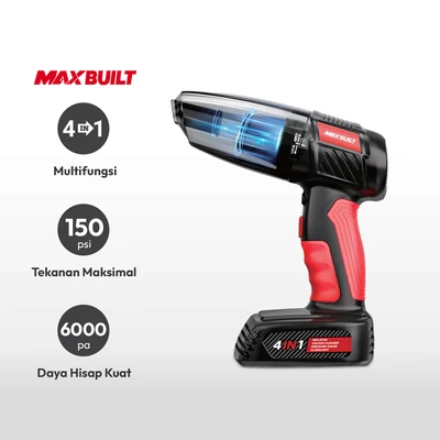 Gambar Maxbuilt Penghisap Debu Mobil 4 In 1 Cordless - Hitam/merah