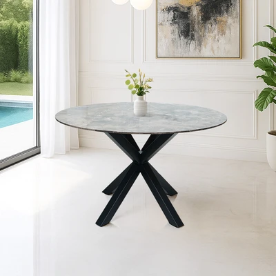 Gambar Informa Heaven Meja Makan Marble Round - Cokelat