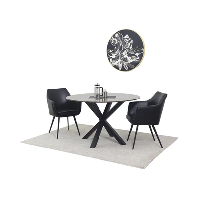 Gambar Informa Heaven Meja Makan Marble Round - Cokelat