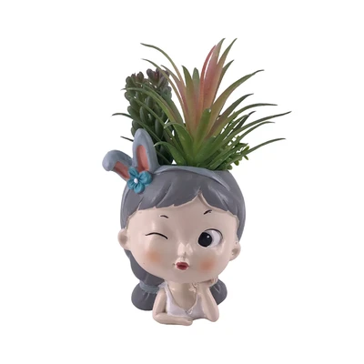 Gambar Arthome Tanaman Artifisial Succulent Dengan Pot Anima Wink 10x9x15 cm - Mix