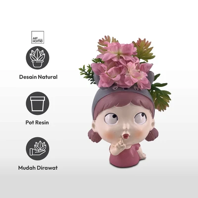 Gambar Arthome Tanaman Artifisial Succulent Dengan Pot Anima Think 10x8x15 cm - Mix