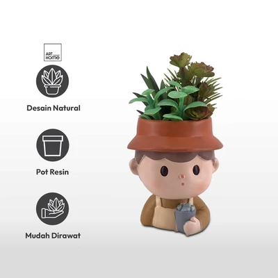 Gambar Arthome Tanaman Artifisial Succulent Dengan Pot Drink 9x9x15 cm - Mix