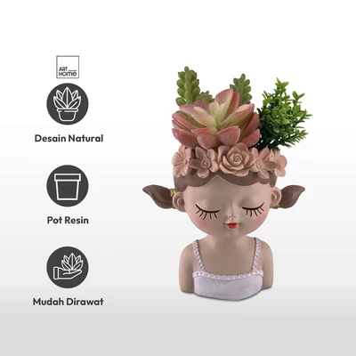 Gambar Arthome Tanaman Artifisial Succulent Dengan Pot Gleam 11x13x14.5 cm - Mix