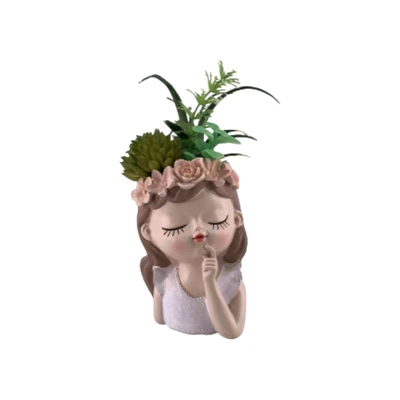 Gambar Arthome Tanaman Artifisial Succulent Dengan Pot Cream 10x10x18 cm - Mix