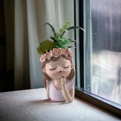 Gambar Arthome Tanaman Artifisial Succulent Dengan Pot Cream 10x10x18 cm - Mix