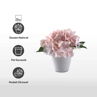 Gambar Arthome Bunga Artifisial Hydrangea Dengan Pot Pastel 11x11x16 cm Random