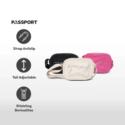 Gambar Passport Peribelle Tas Selempang Jacquard - Krem Khaki
