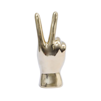 Gambar Informa Patung Miniatur Peace Hand 18 cm - Gold Champagne
